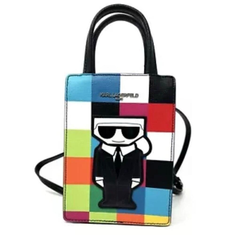 Karl Lagerfeld Maybelle Character Small Crossbody Bag Bright Colorblock Squares